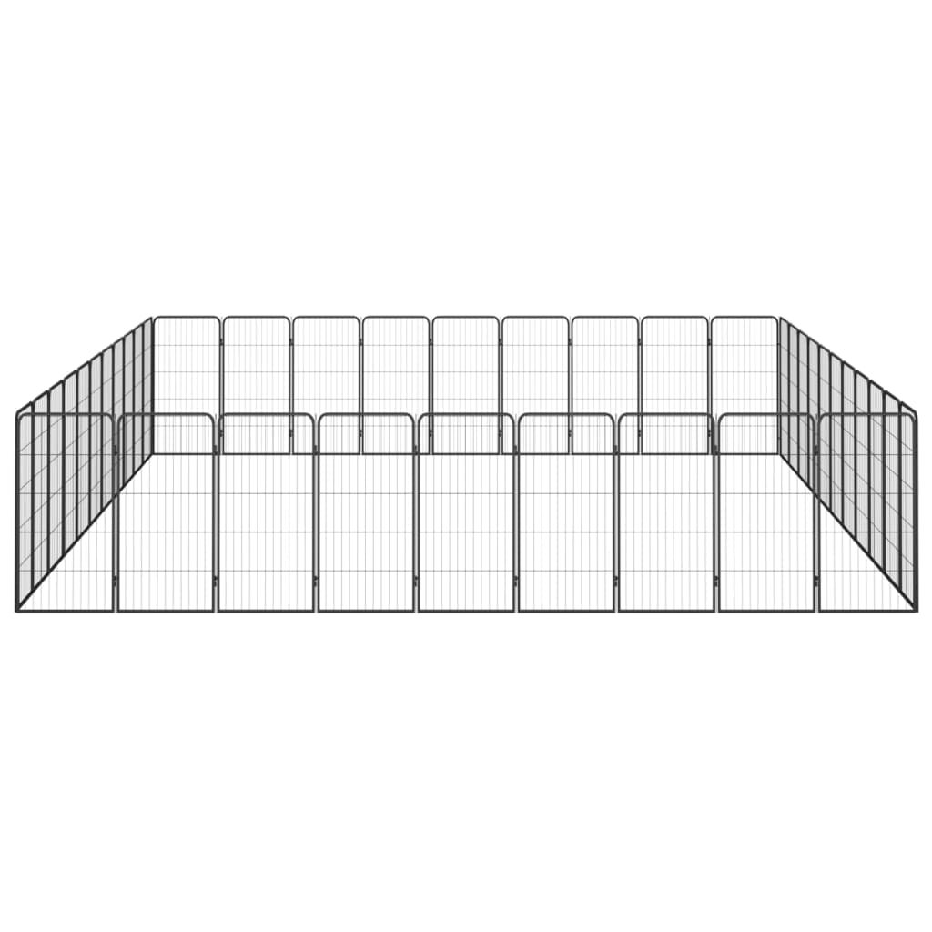 40-Panel Dog Playpen Black 50x100 cm Powder-coated Steel