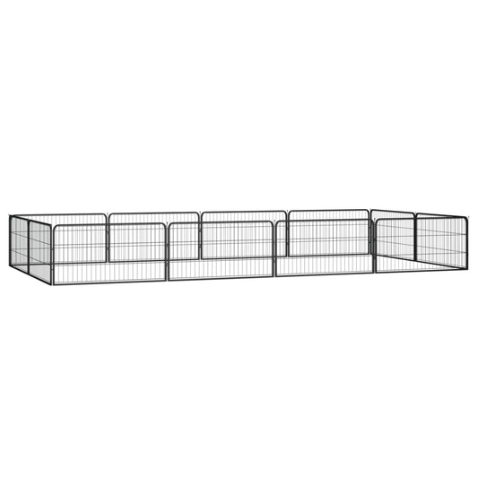 12-Panel Dog Playpen Black 100x50 cm Powder-coated Steel