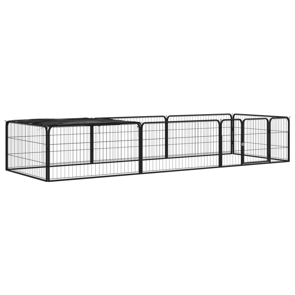 8-Panel Dog Playpen Black 100x50 cm Powder-coated Steel