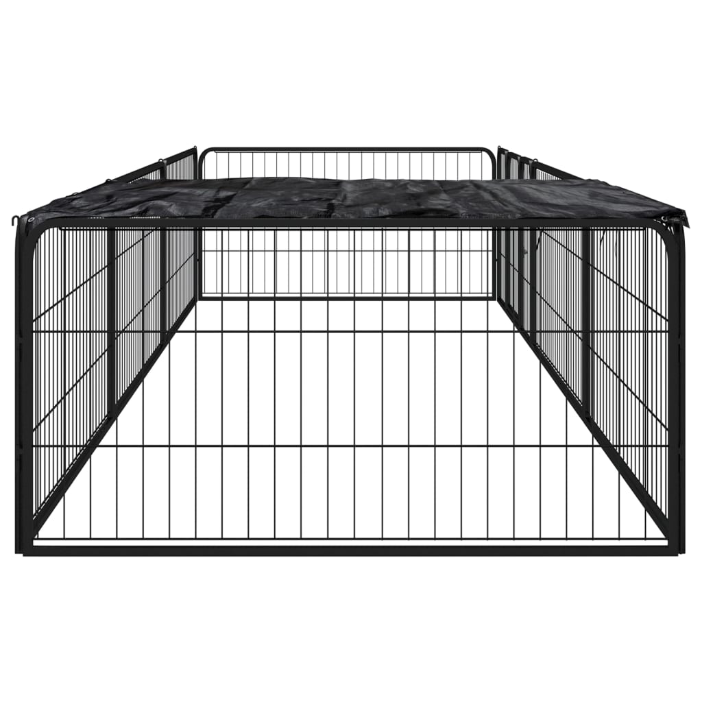 8-Panel Dog Playpen Black 100x50 cm Powder-coated Steel