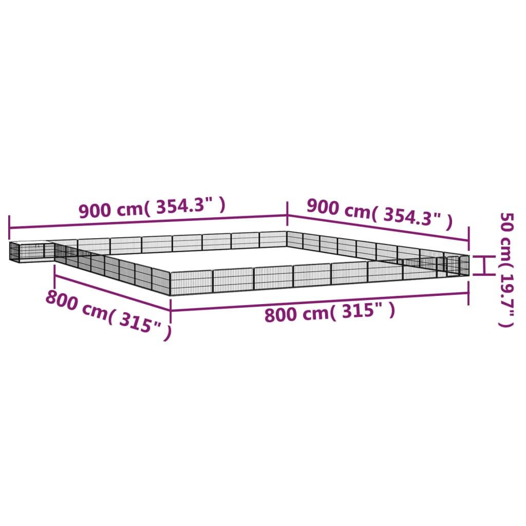 36-Panel Dog Playpen Black 100x50 cm Powder-coated Steel