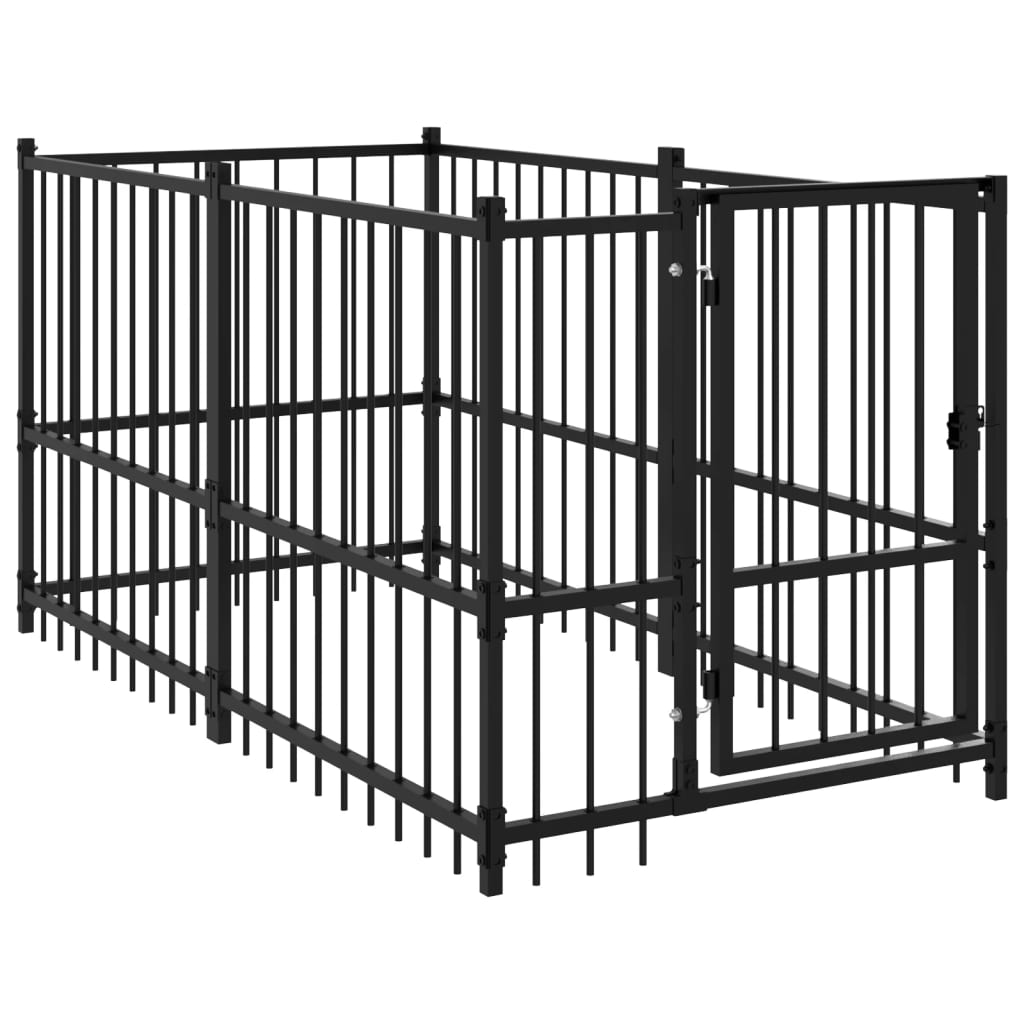 Dog Kennel Black 193.5x97x100 cm Steel