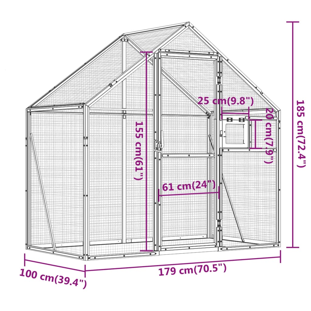 Aviary Anthracite 179x100x185 cm Aluminium