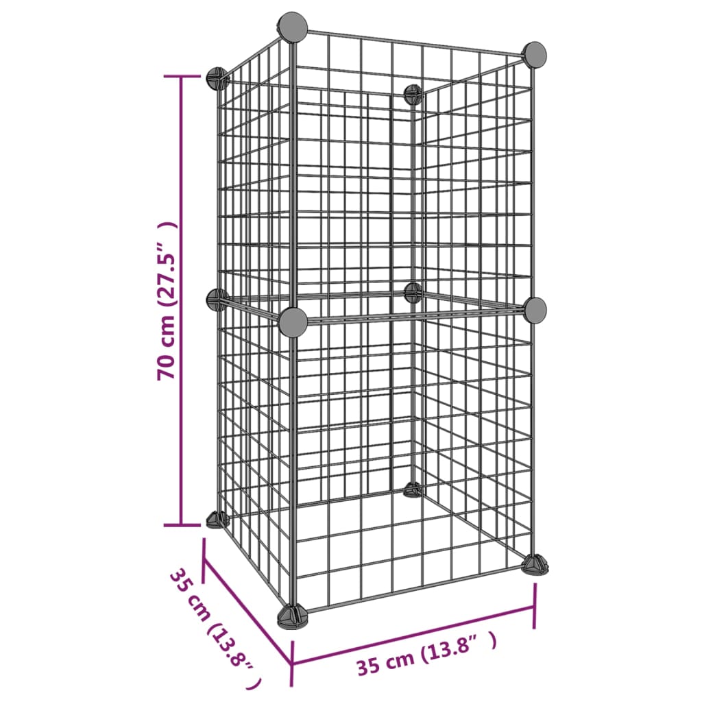 8-Panel Pet Cage Black 35x35 cm Steel