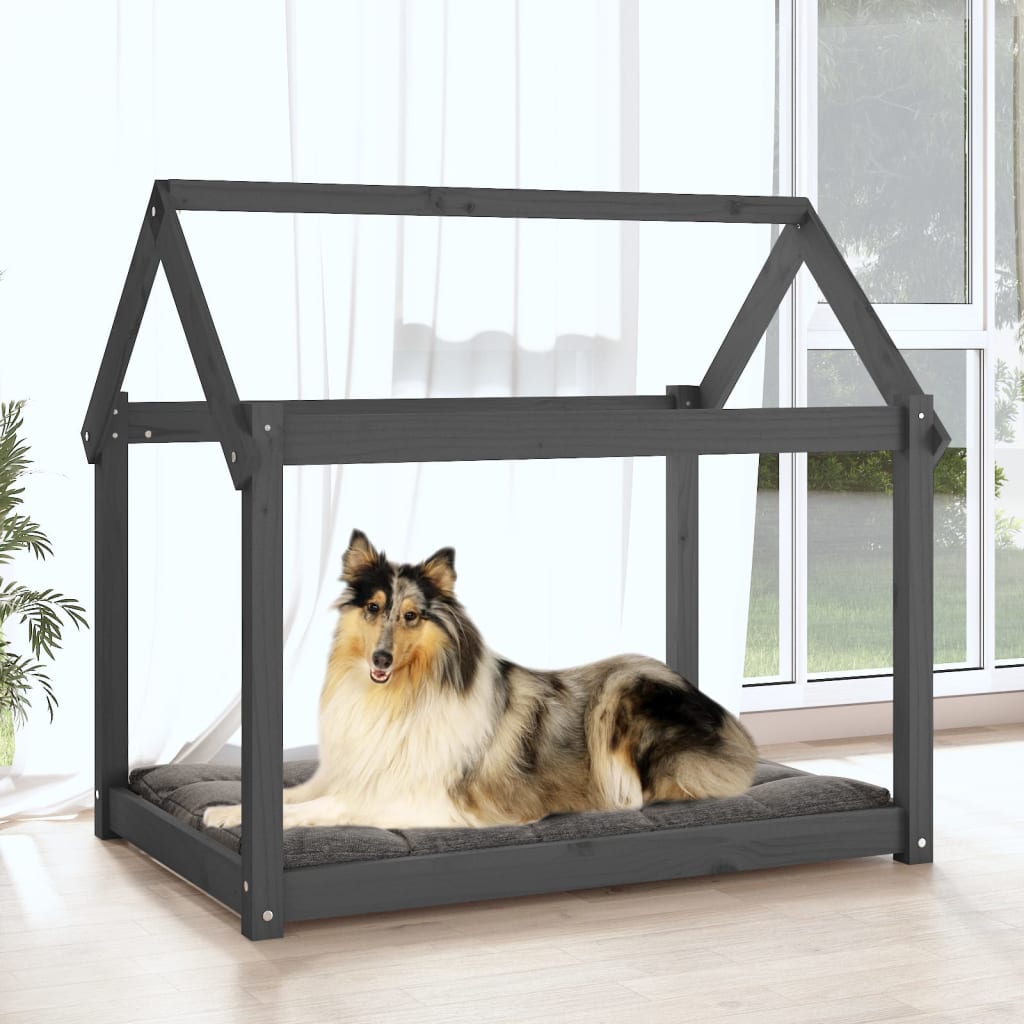 Dog Bed Grey 101x70x90 cm Solid Wood Pine