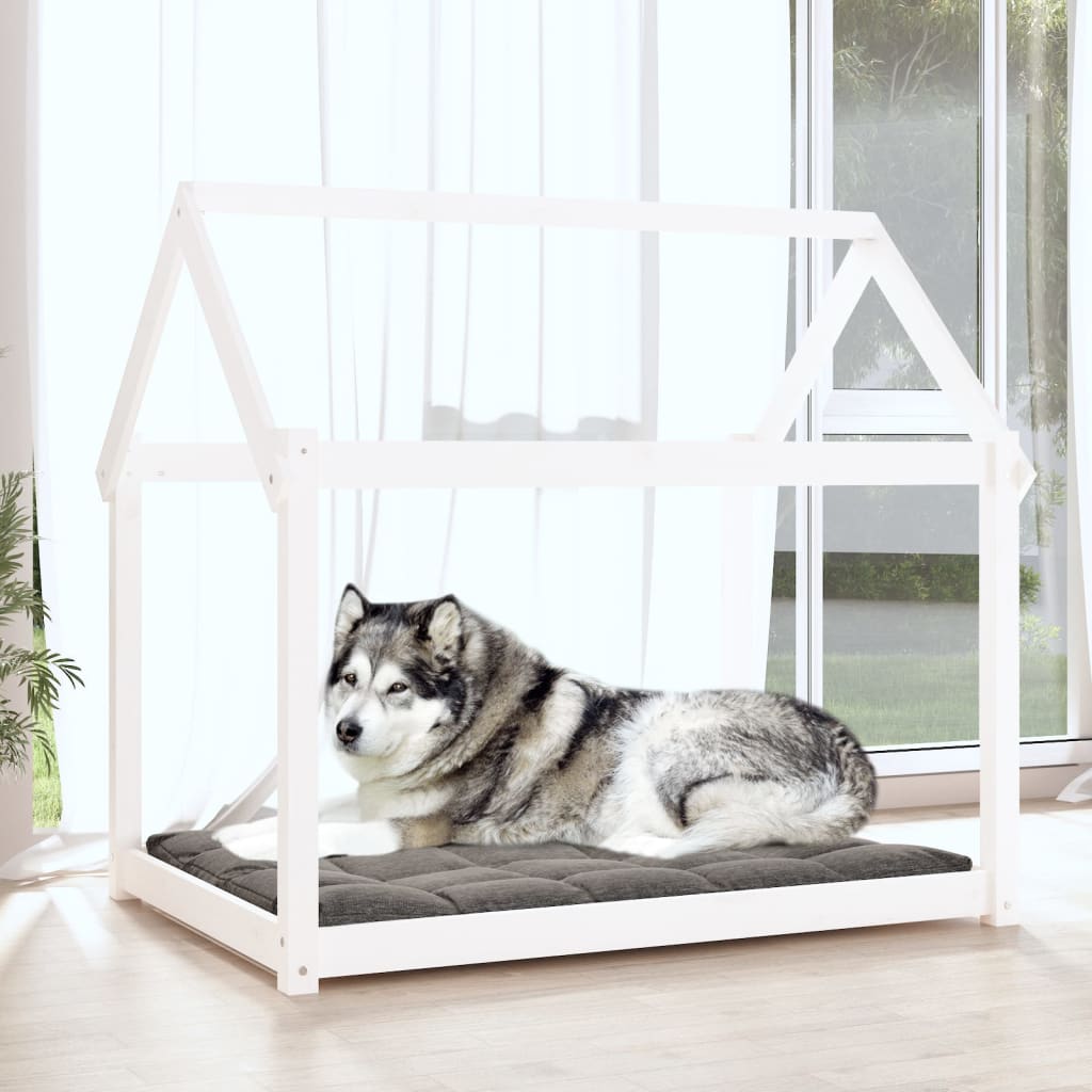 Dog Bed White 111x80x100 cm Solid Wood Pine