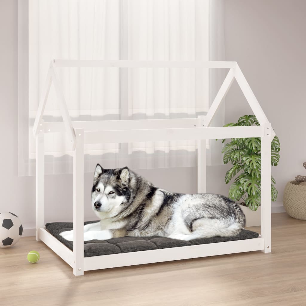 Dog Bed White 111x80x100 cm Solid Wood Pine