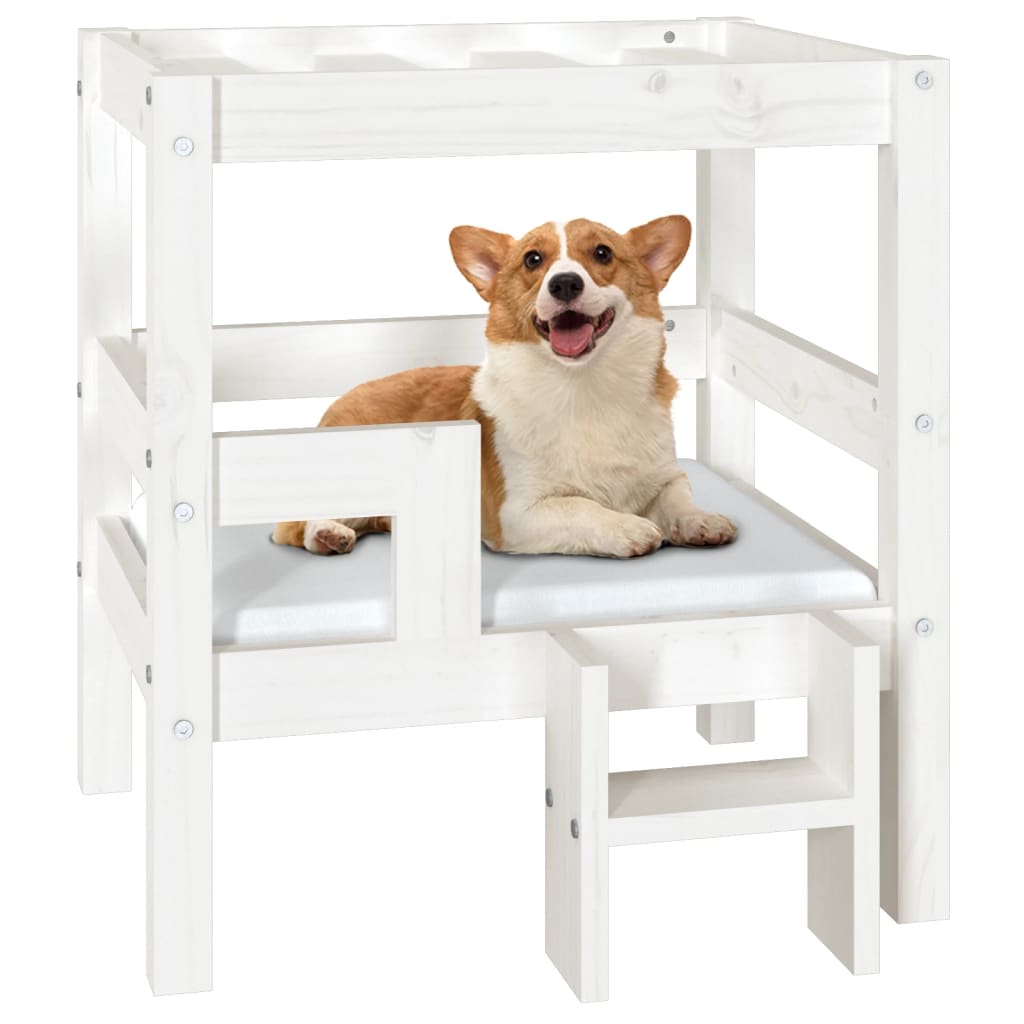 Dog Bed White 55.5x53.5x60 cm Solid Wood Pine