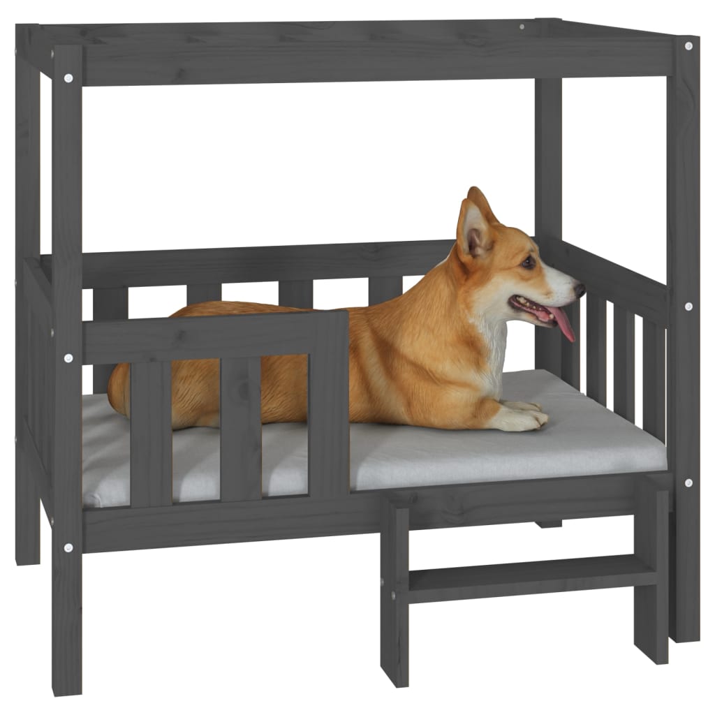 Dog Bed Grey 95.5x73.5x90 cm Solid Wood Pine