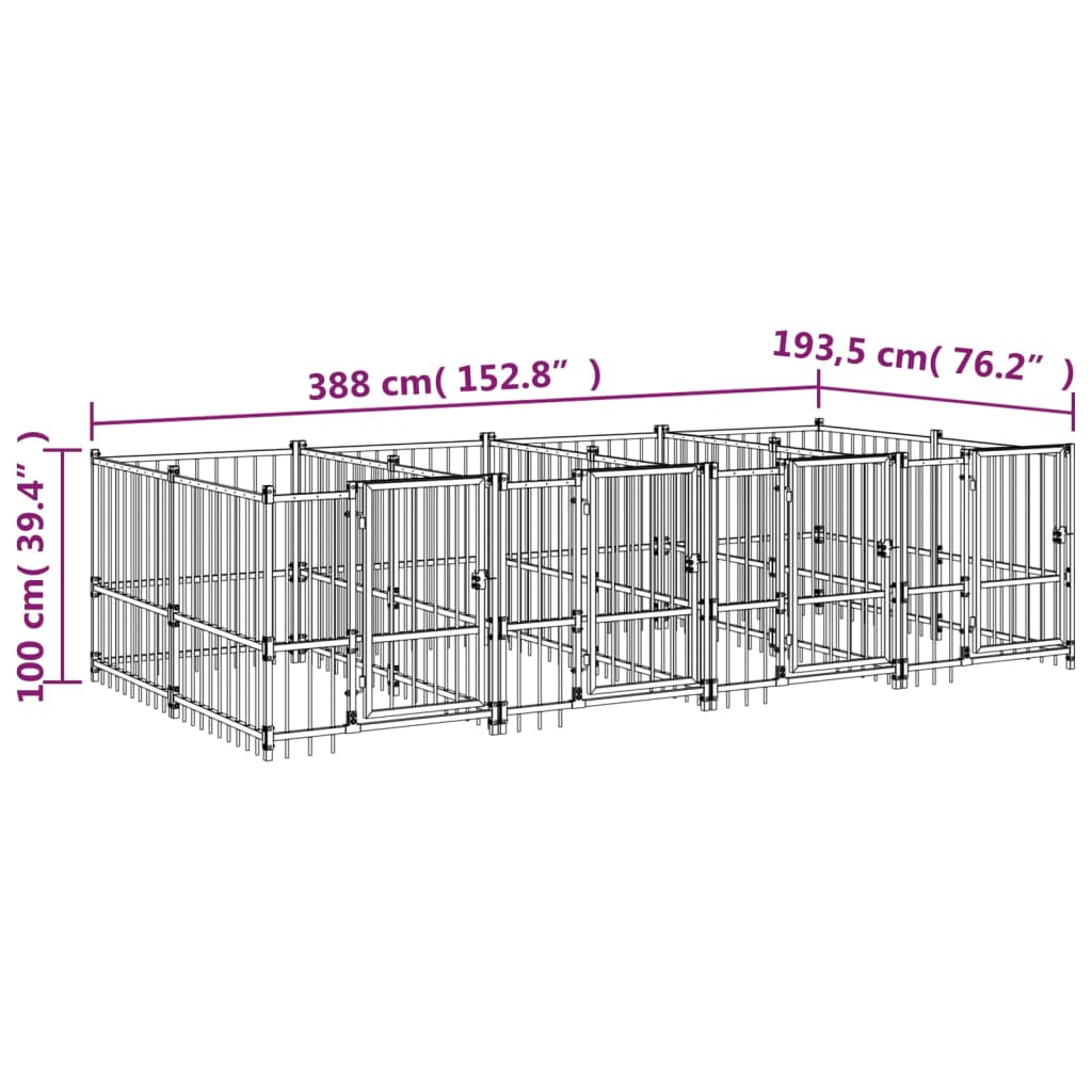 Outdoor Dog Kennel Steel 7.51 mÂ²