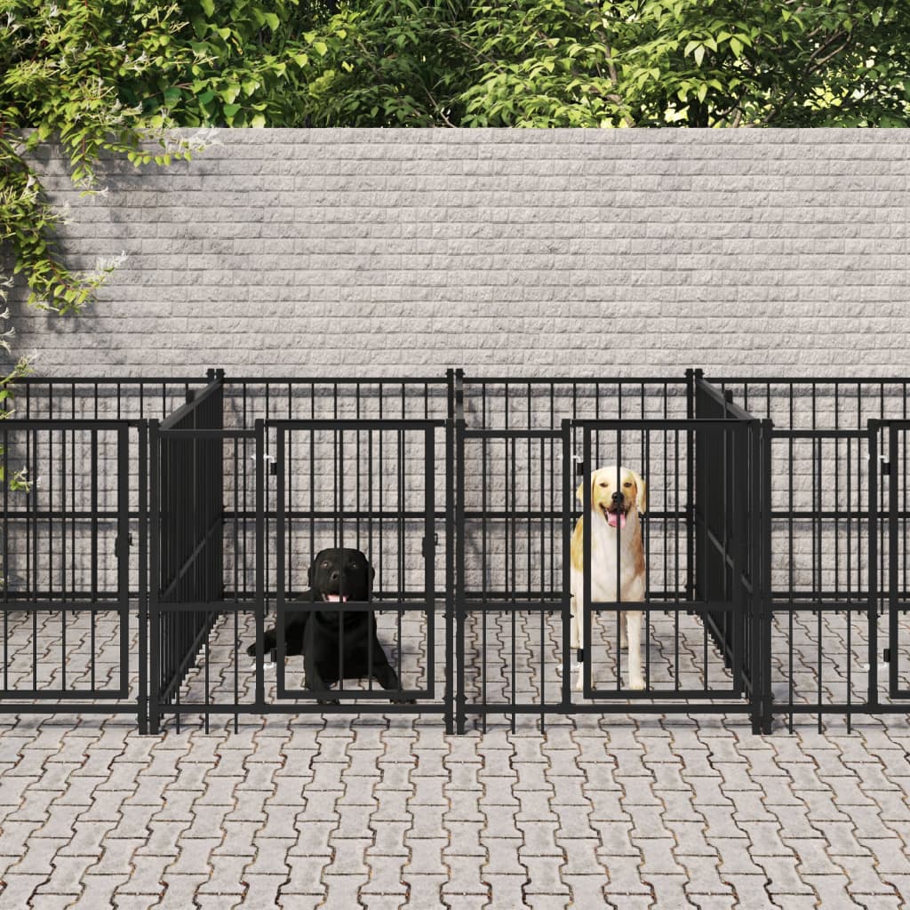 Outdoor Dog Kennel Steel 7.51 mÂ²