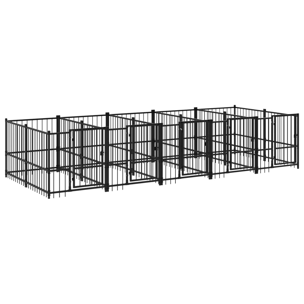 Outdoor Dog Kennel Steel 9.38 mÂ²