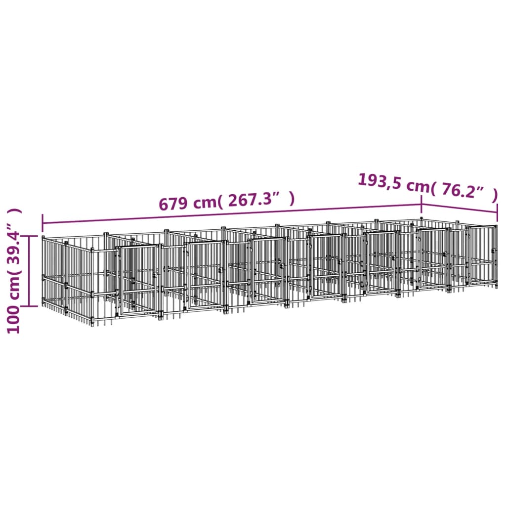 Outdoor Dog Kennel Steel 13.14 mÂ²