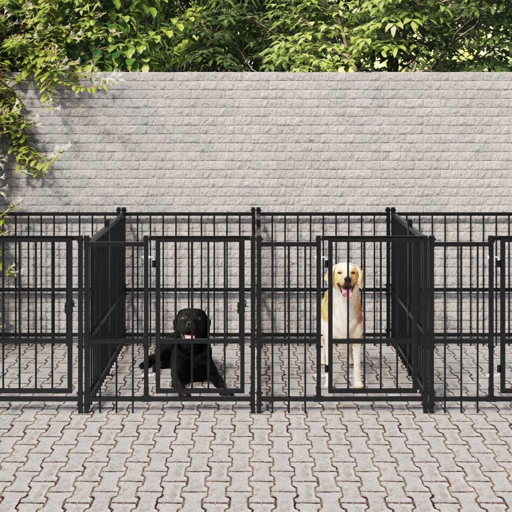 Outdoor Dog Kennel Steel 18.77 mÂ²