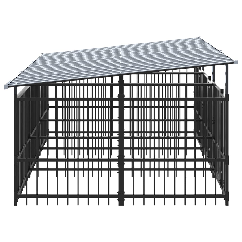 Outdoor Dog Kennel with Roof Steel 5.63 mÂ²