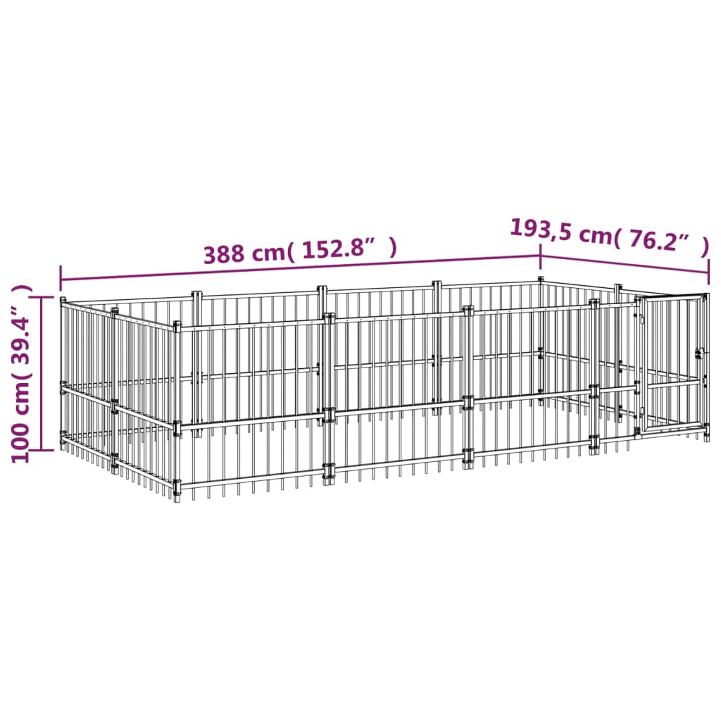 Outdoor Dog Kennel Steel 7.51 mÂ²