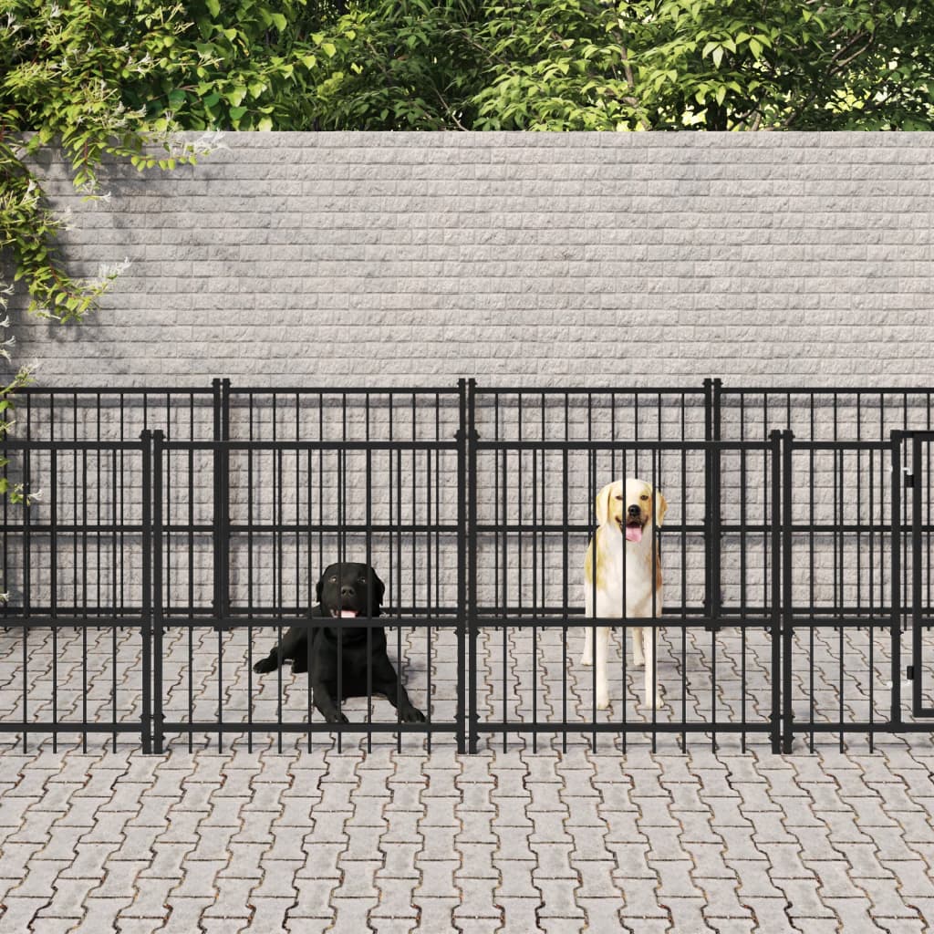 Outdoor Dog Kennel Steel 7.51 mÂ²