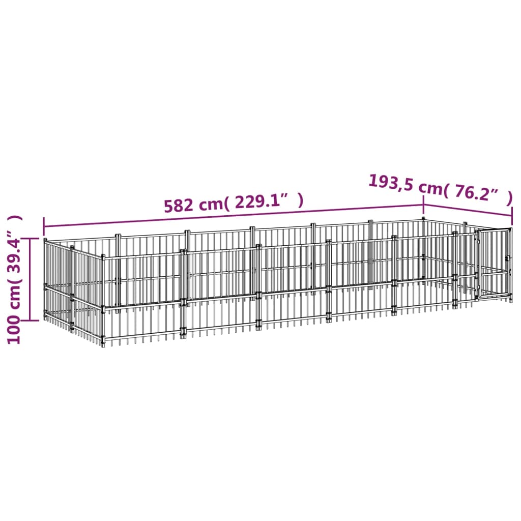 Outdoor Dog Kennel Steel 11.26 mÂ²