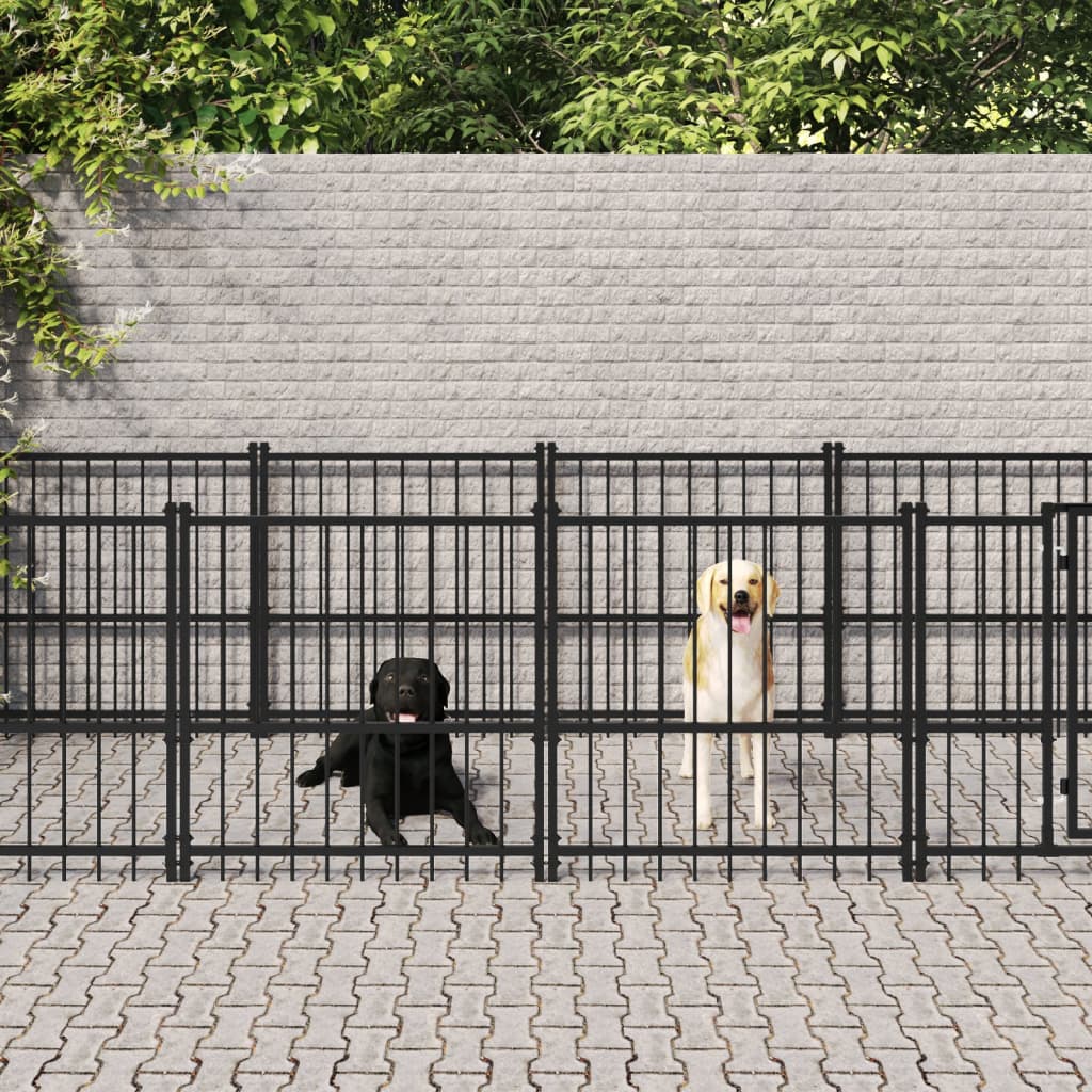 Outdoor Dog Kennel Steel 11.26 mÂ²