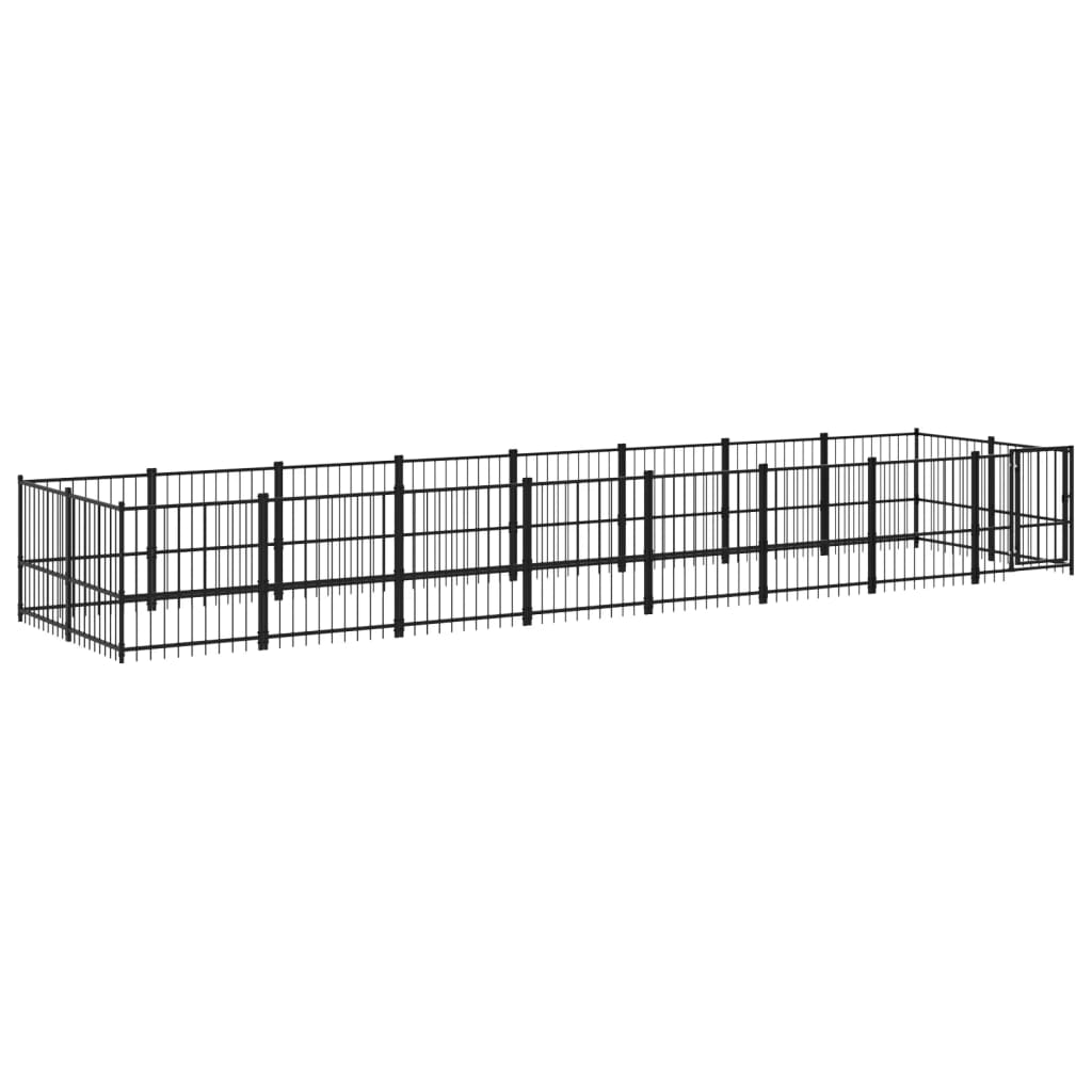 Outdoor Dog Kennel Steel 15.02 mÂ²