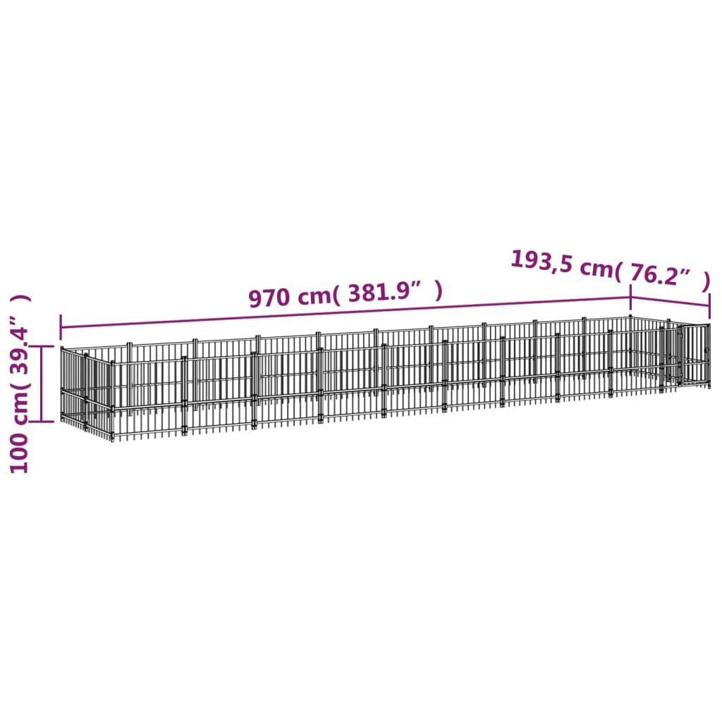 Outdoor Dog Kennel Steel 18.77 mÂ²