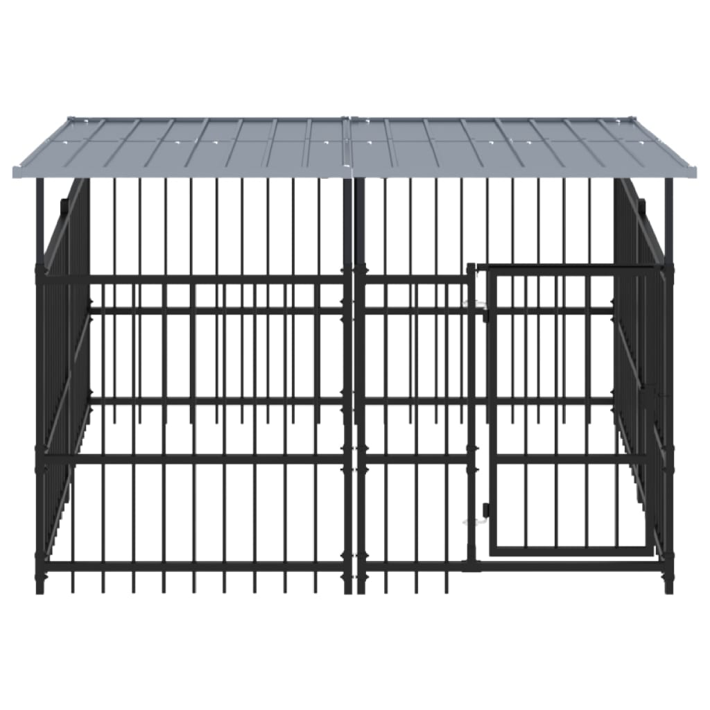 Outdoor Dog Kennel with Roof Steel 3.75 mÂ²