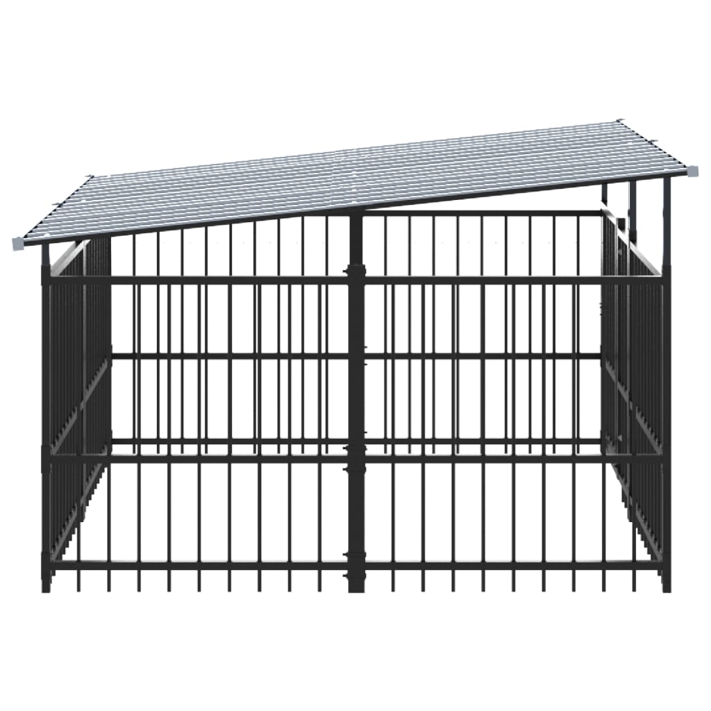 Outdoor Dog Kennel with Roof Steel 3.75 mÂ²