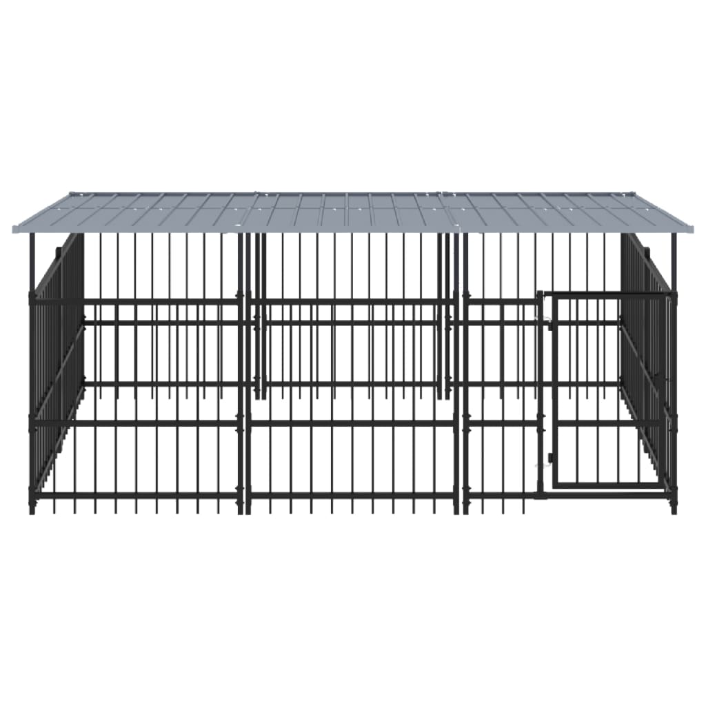 Outdoor Dog Kennel with Roof Steel 5.63 mÂ²