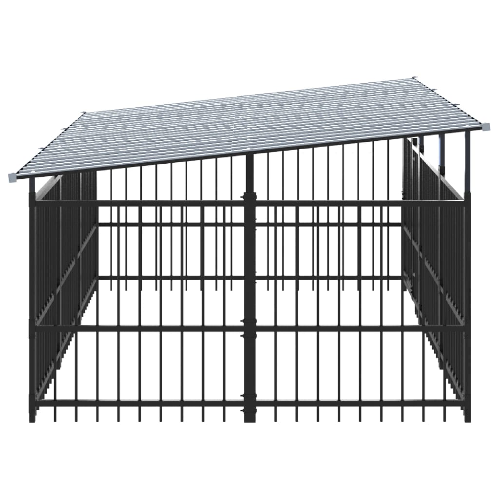 Outdoor Dog Kennel with Roof Steel 5.63 mÂ²