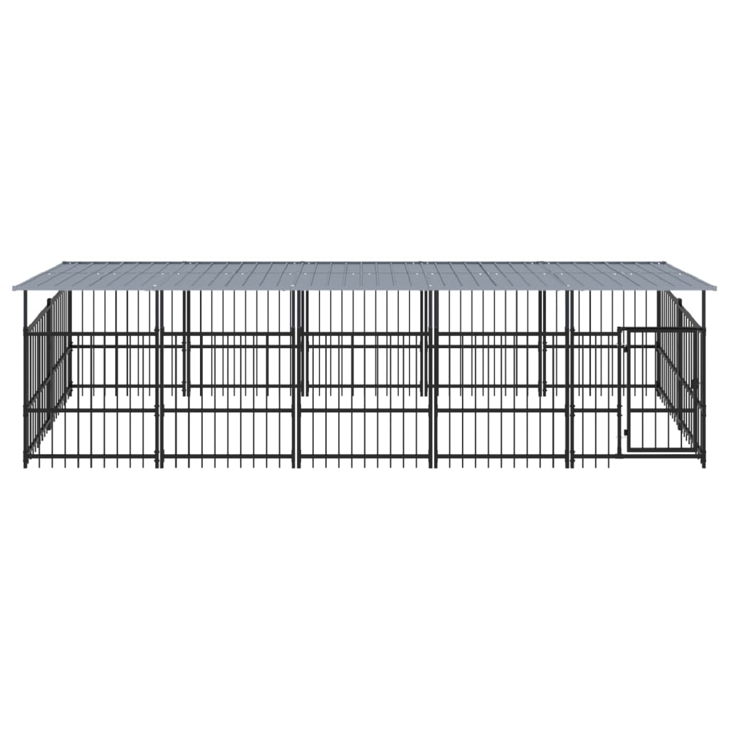 Outdoor Dog Kennel with Roof Steel 9.38 mÂ²