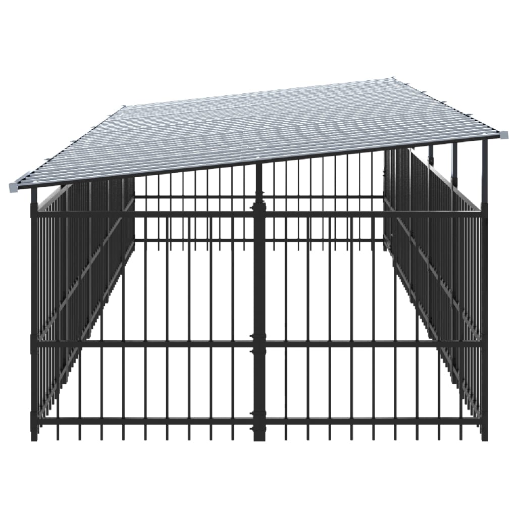 Outdoor Dog Kennel with Roof Steel 9.38 mÂ²