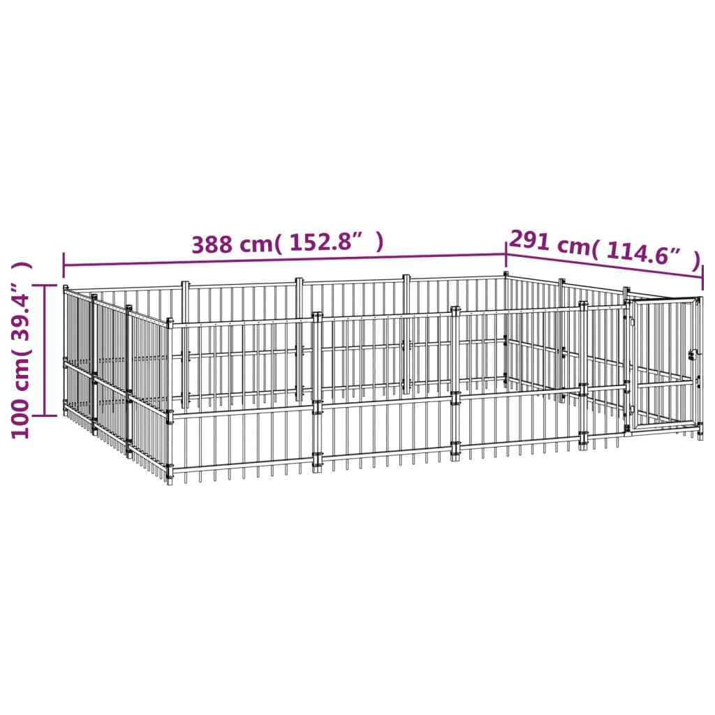 Outdoor Dog Kennel Steel 11.58 mÂ²