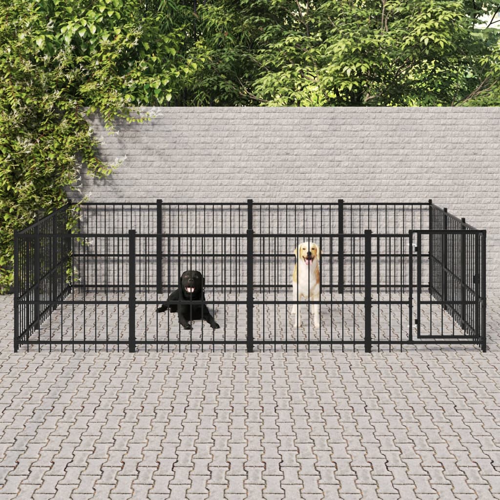 Outdoor Dog Kennel Steel 11.58 mÂ²