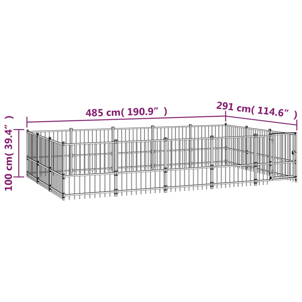 Outdoor Dog Kennel Steel 14.11 mÂ²