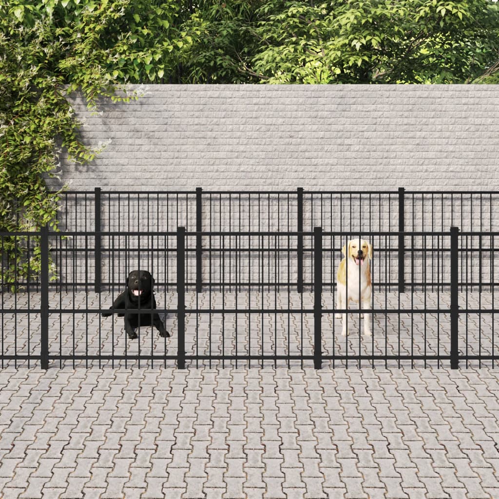 Outdoor Dog Kennel Steel 14.11 mÂ²