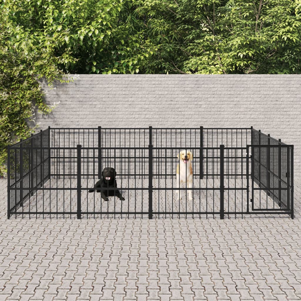 Outdoor Dog Kennel Steel 15.05 mÂ²