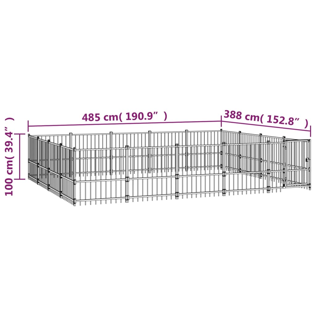 Outdoor Dog Kennel Steel 18.82 mÂ²