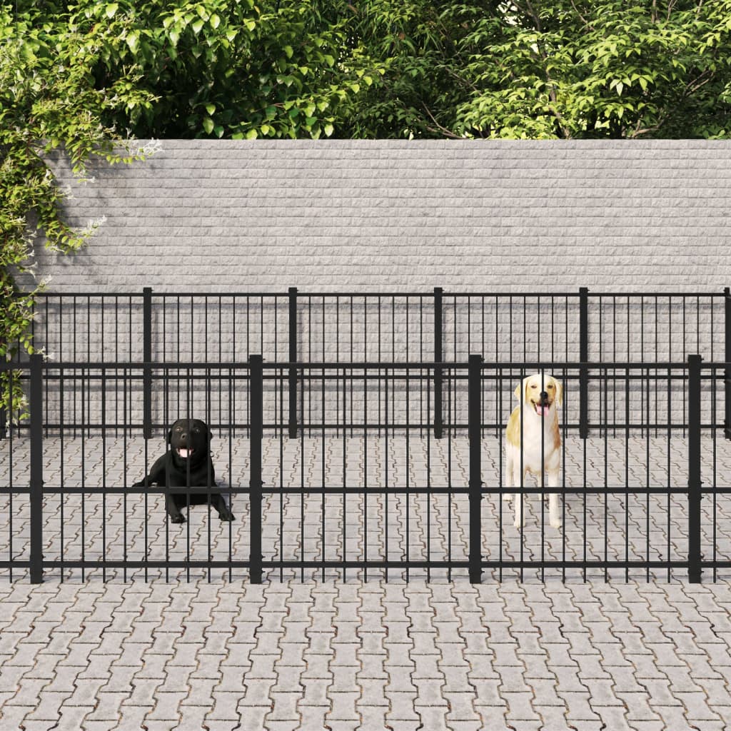 Outdoor Dog Kennel Steel 18.82 mÂ²