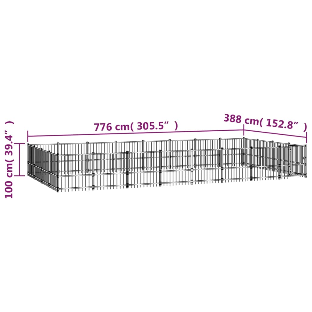 Outdoor Dog Kennel Steel 30.11 mÂ²