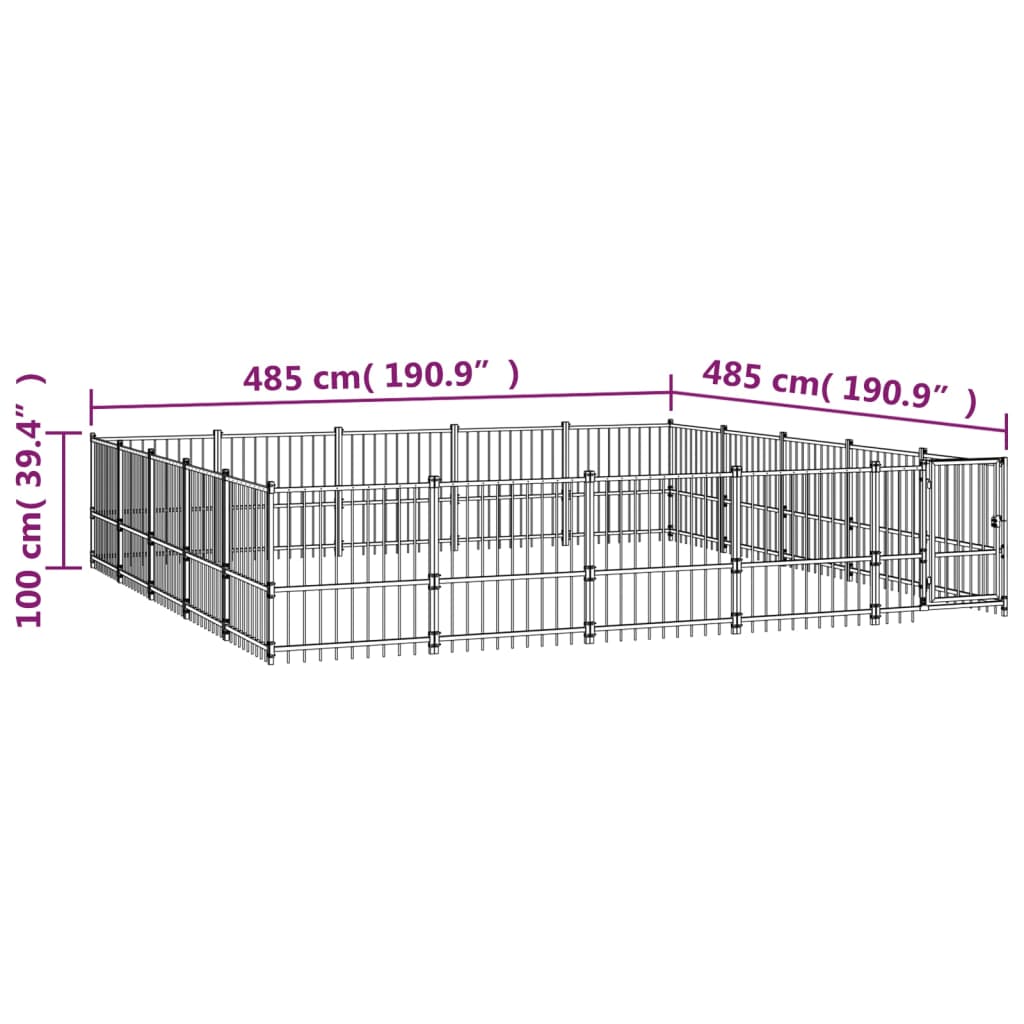 Outdoor Dog Kennel Steel 23.52 mÂ²