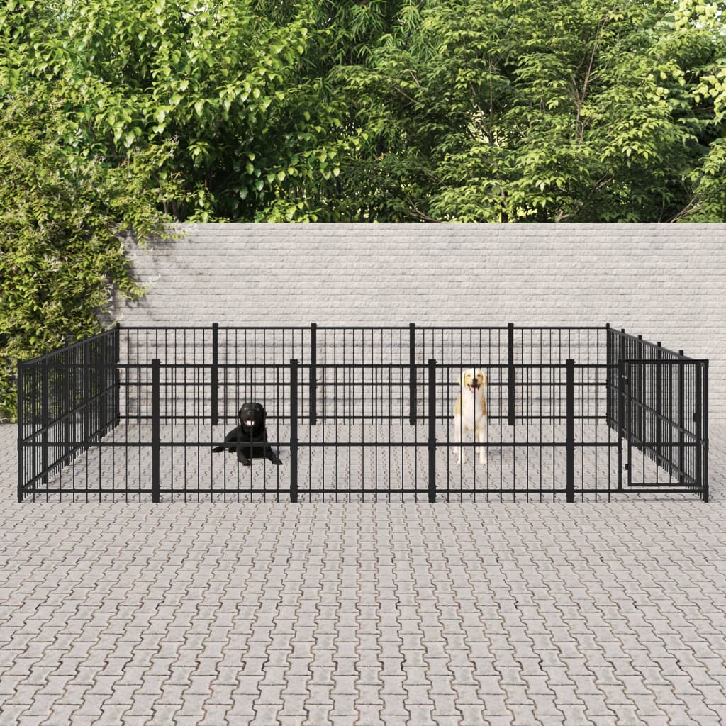 Outdoor Dog Kennel Steel 23.52 mÂ²