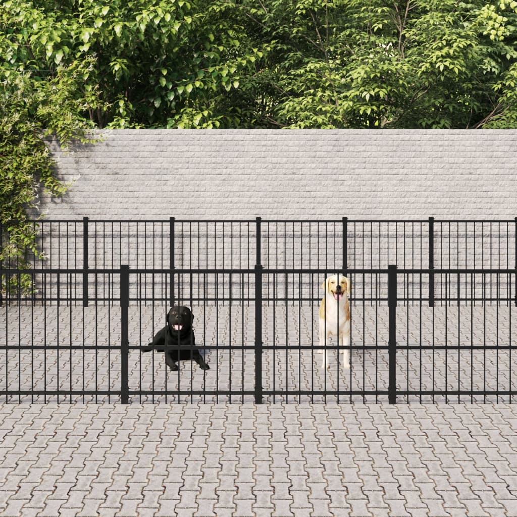 Outdoor Dog Kennel Steel 37.64 mÂ²