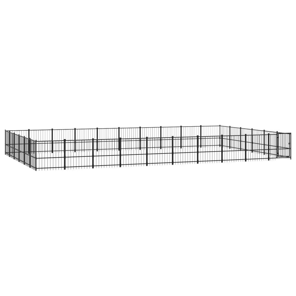 Outdoor Dog Kennel Steel 56.45 mÂ²