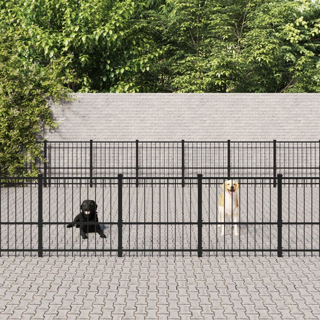 Outdoor Dog Kennel Steel 65.86 mÂ²