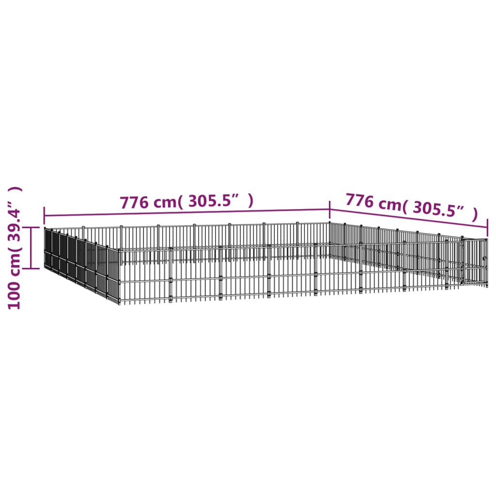 Outdoor Dog Kennel Steel 60.22 mÂ²