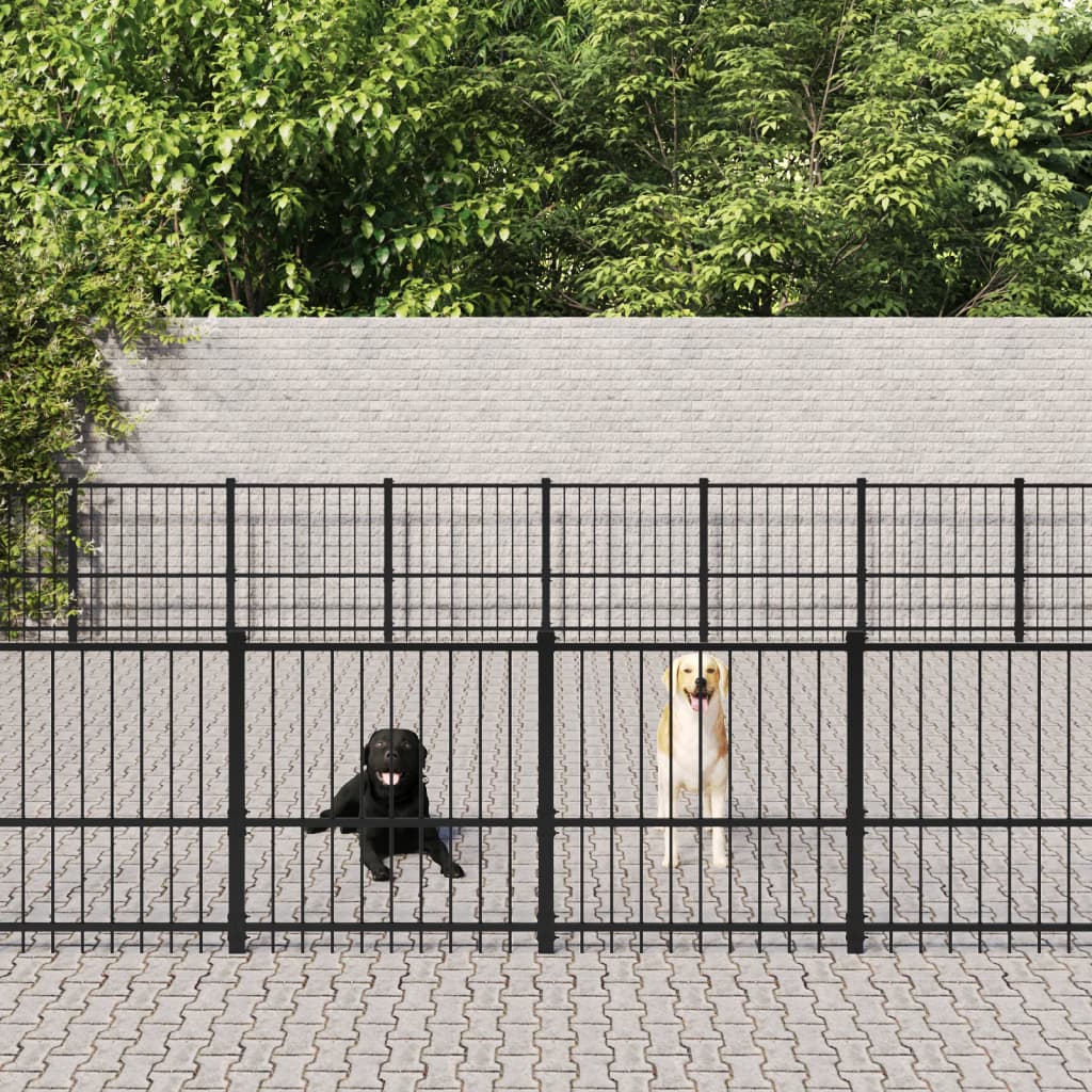 Outdoor Dog Kennel Steel 60.22 mÂ²