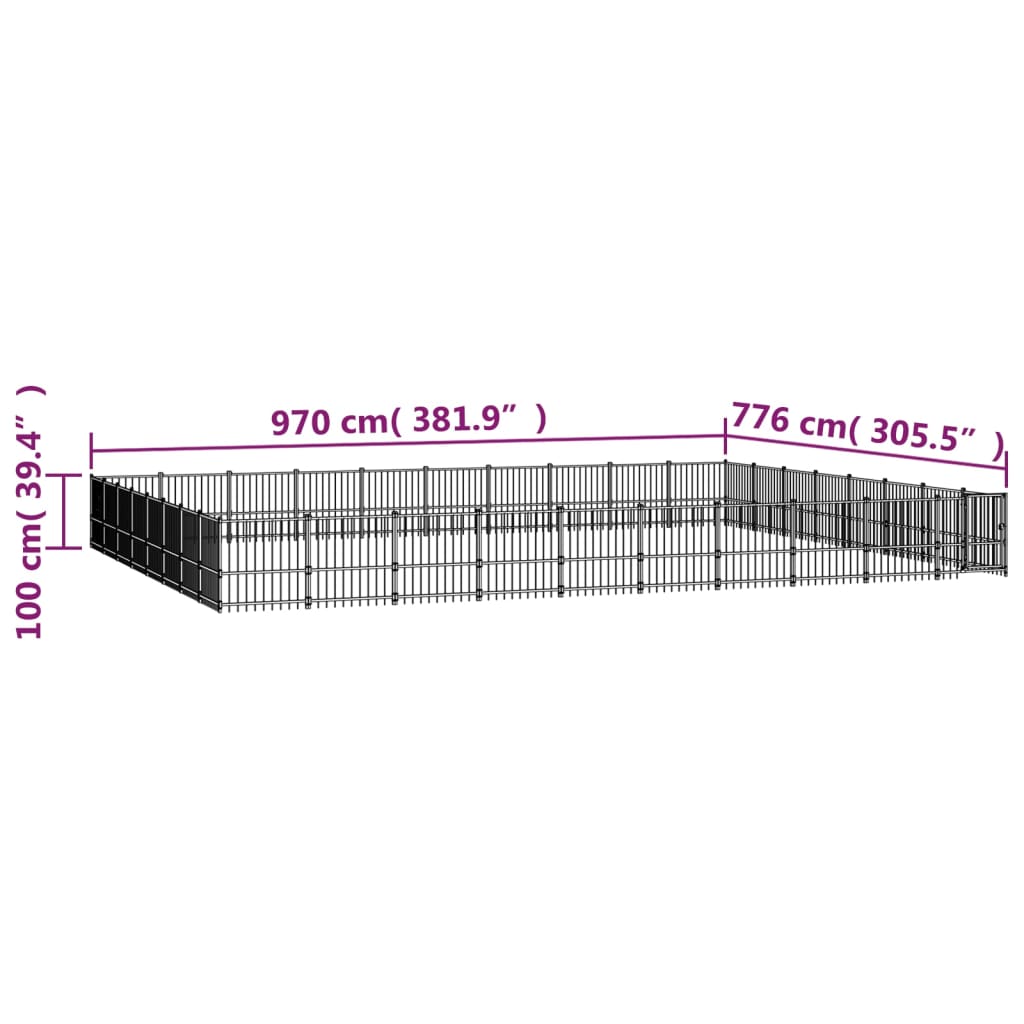 Outdoor Dog Kennel Steel 75.27 mÂ²