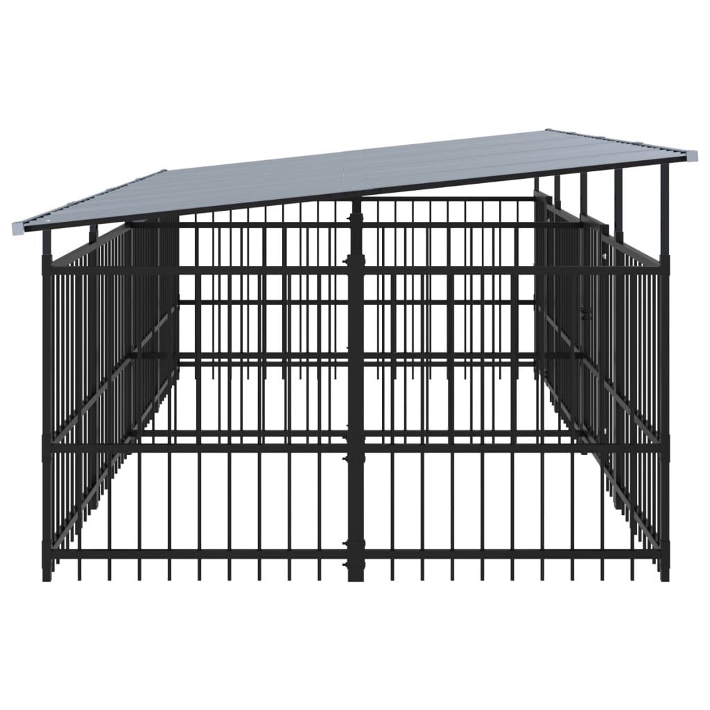 Outdoor Dog Kennel with Roof Steel 7.51 mÂ²