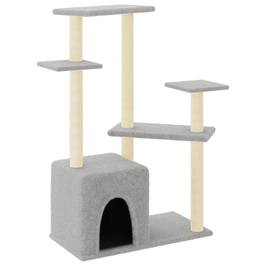 Cat Tree with Sisal Scratching Posts Light Grey 107.5 cm