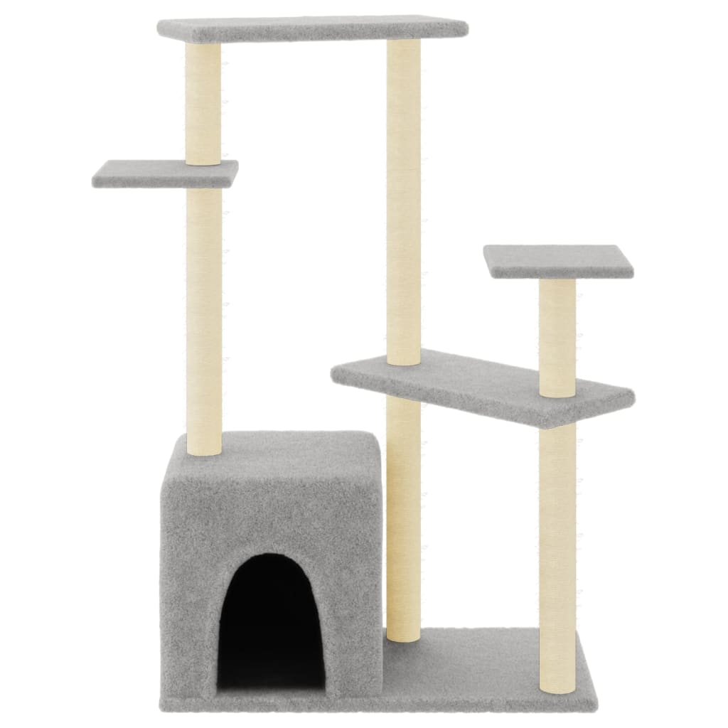 Cat Tree with Sisal Scratching Posts Light Grey 107.5 cm